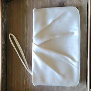 White satin wristlet